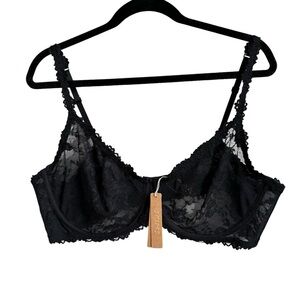 🖤NWT SKIMS Stretch Lace Intimates Underwire Scoop Bra in onyx Size 44D🖤